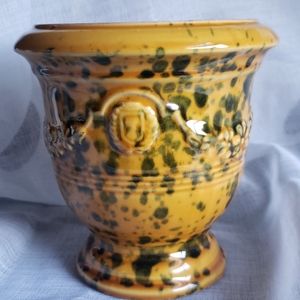 Abigails Italy Yellow & Green Embossed Vase